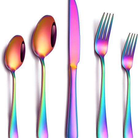 Rainbow Stainless Steel Silverware Set with Mirror Polished Finish